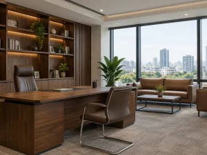 Phòng giám đốc nội thất veneer óc chó