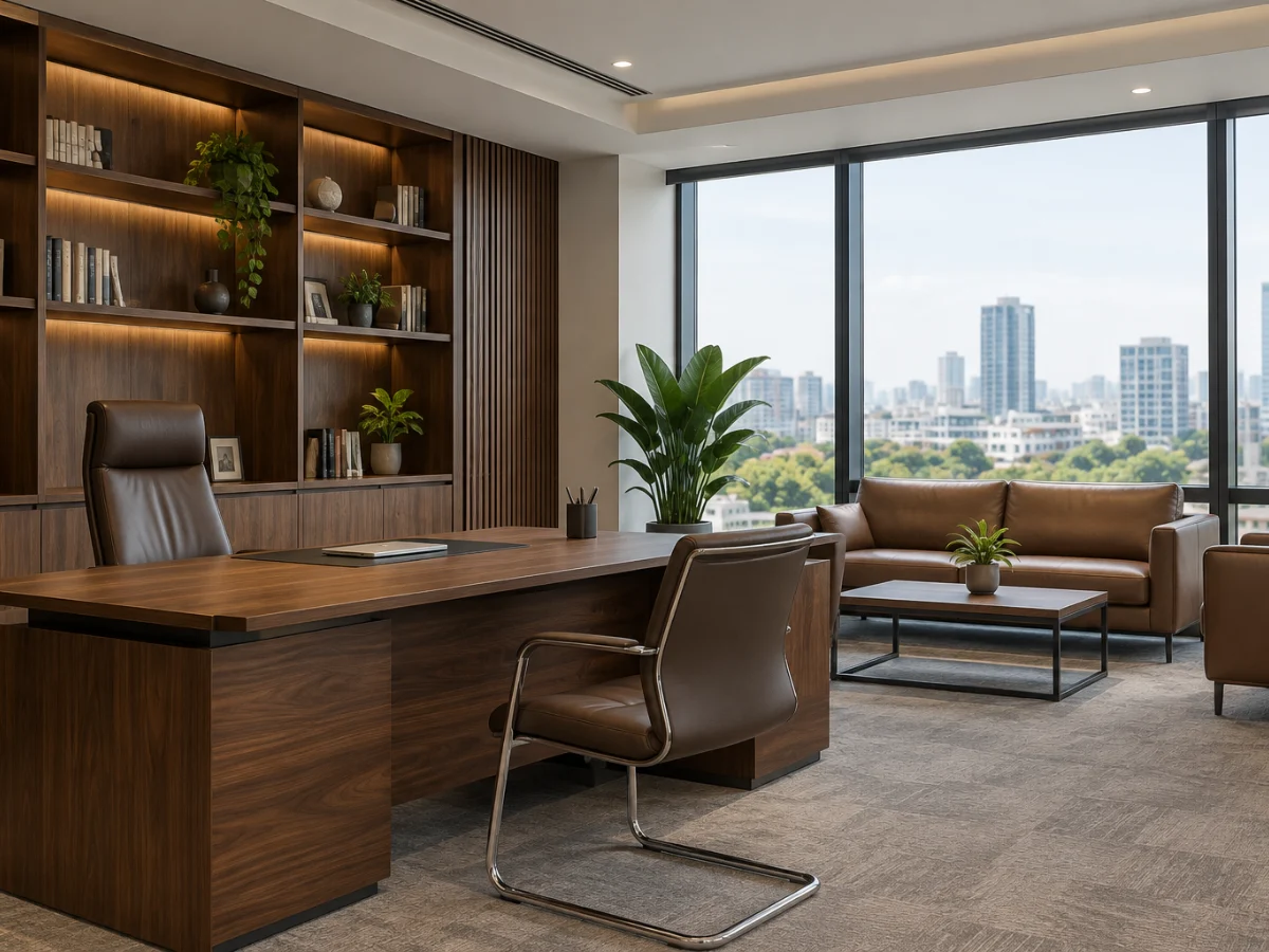 Phòng giám đốc nội thất veneer óc chó
